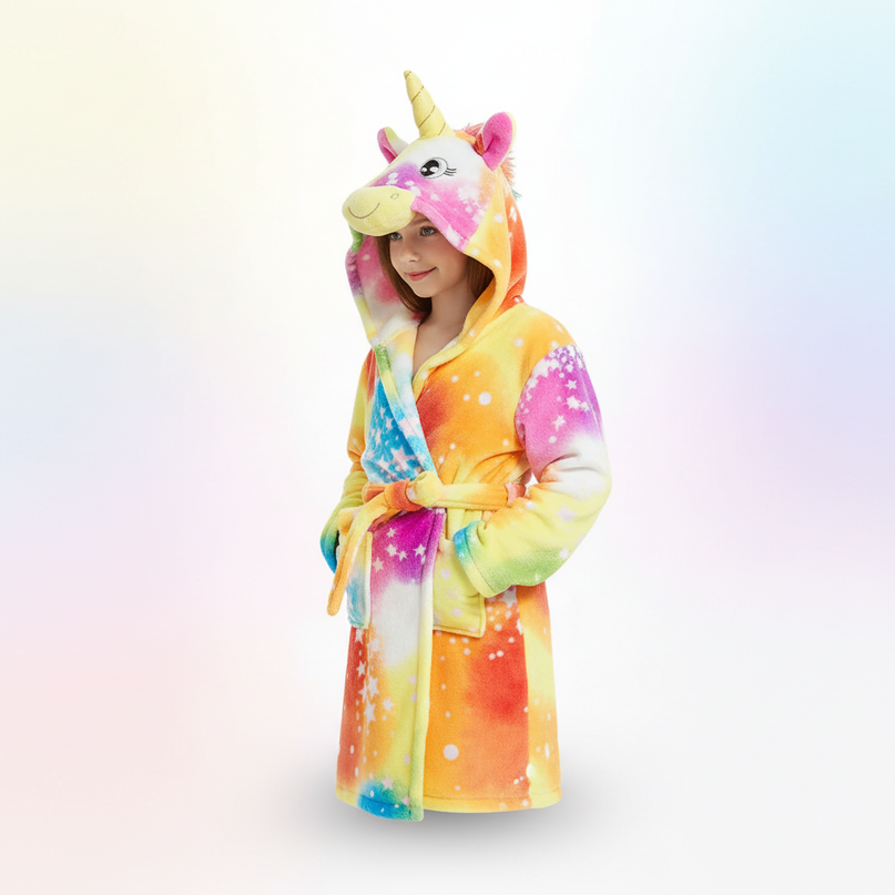unicorn robe with hood - white-bg