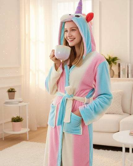 unicorn robe womens - in-use