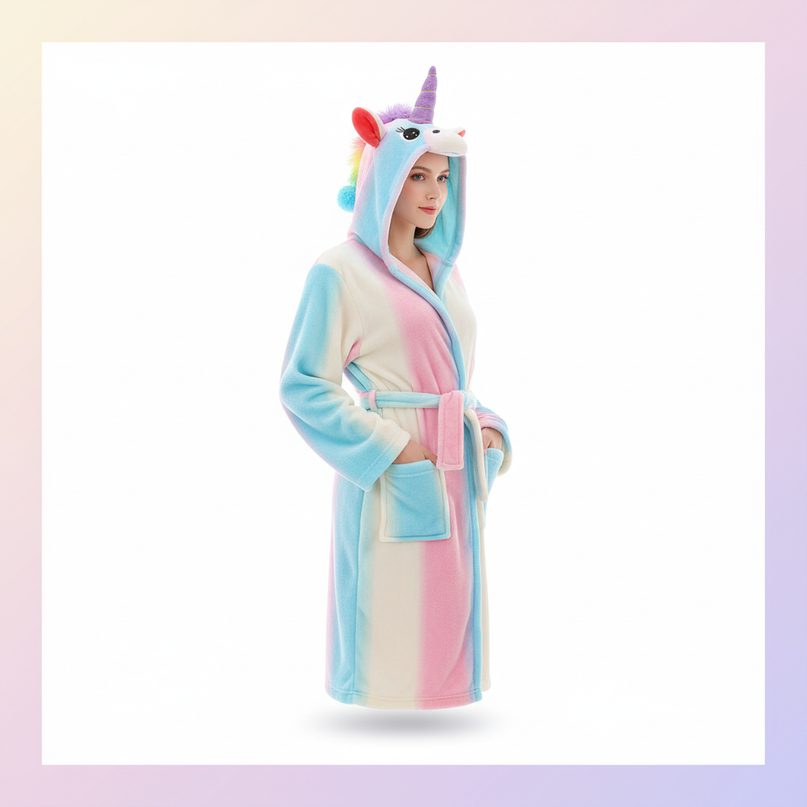 unicorn robe womens - white-bg