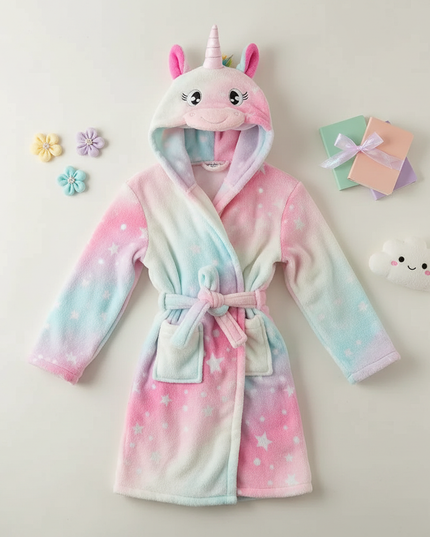 unicorn robes - flat-lay