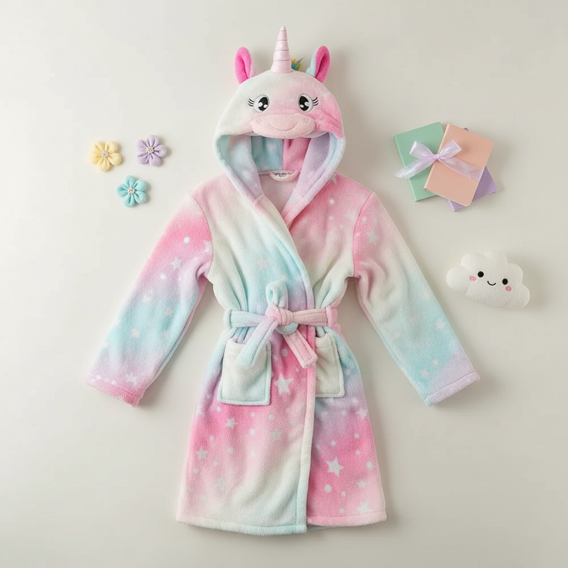 unicorn robes - flat-lay