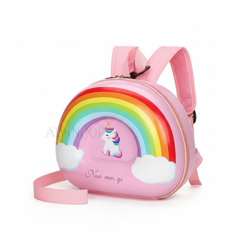unicorn rolling backpack - white-bg