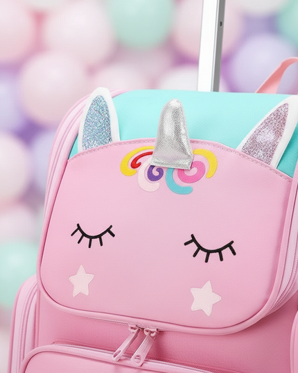 unicorn rolling backpack for girls - detail
