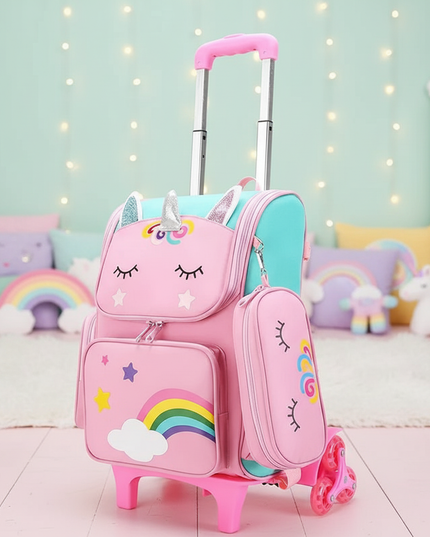 unicorn rolling backpack for girls - lifestyle