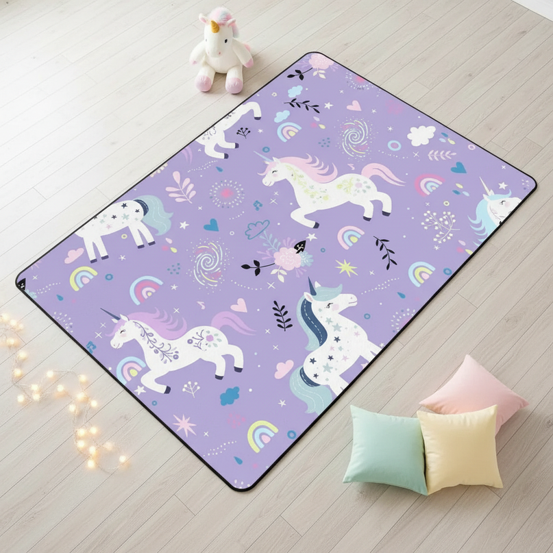unicorn room rug - flat-lay
