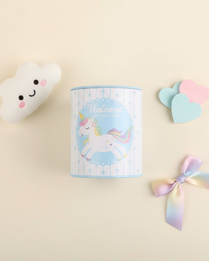 unicorn round piggy bank - flat-lay