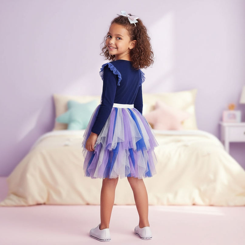 unicorn ruffle flare sleeve dress - back