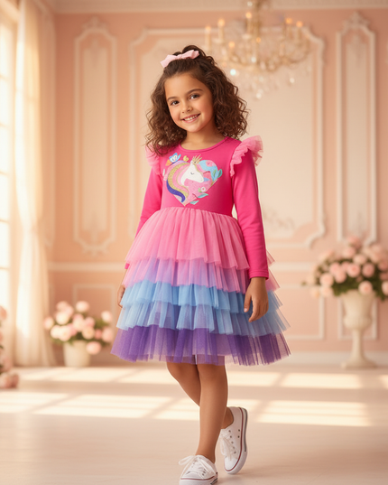 unicorn ruffle shoulder dress - detail