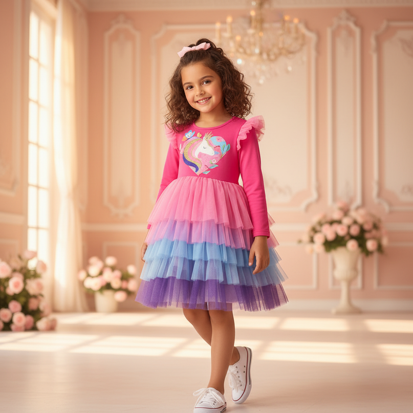 unicorn ruffle shoulder dress - detail