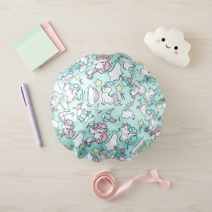 unicorn satin bonnet - flat-lay