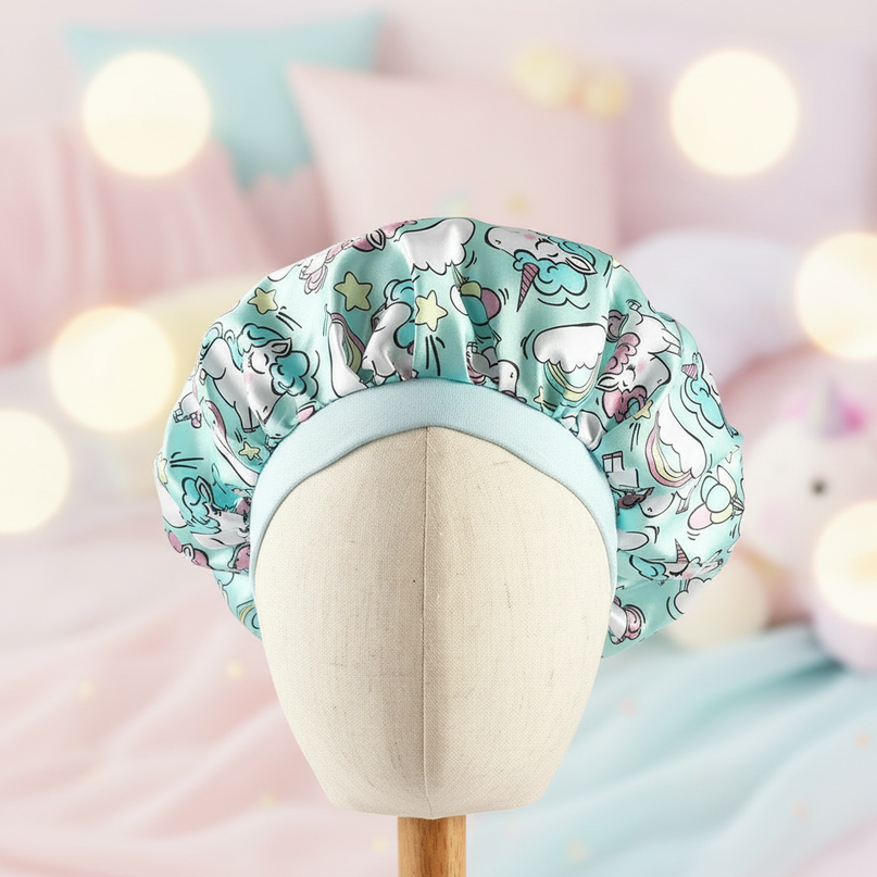 unicorn satin bonnet - lifestyle