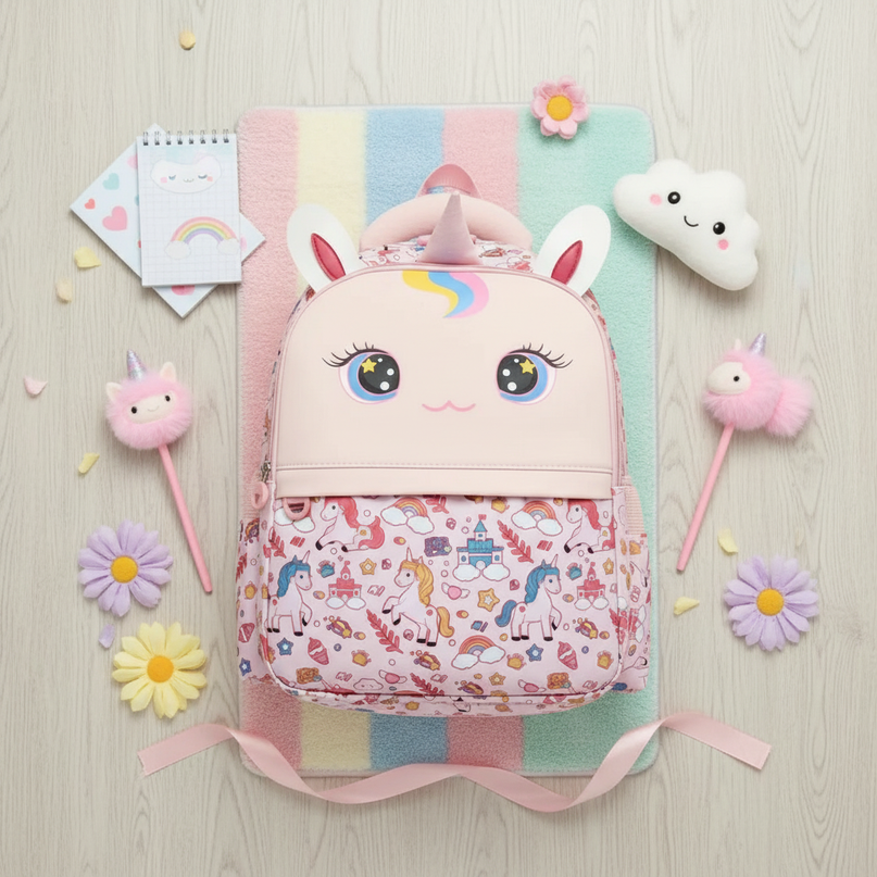 unicorn school backpack 16 inch - flat-lay