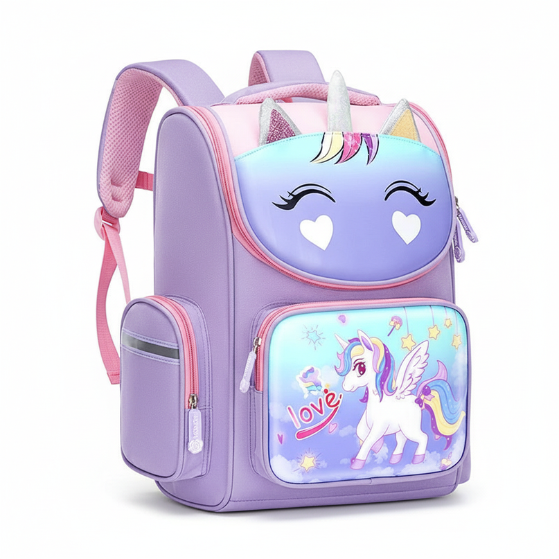unicorn school backpack for boys girls - white-bg