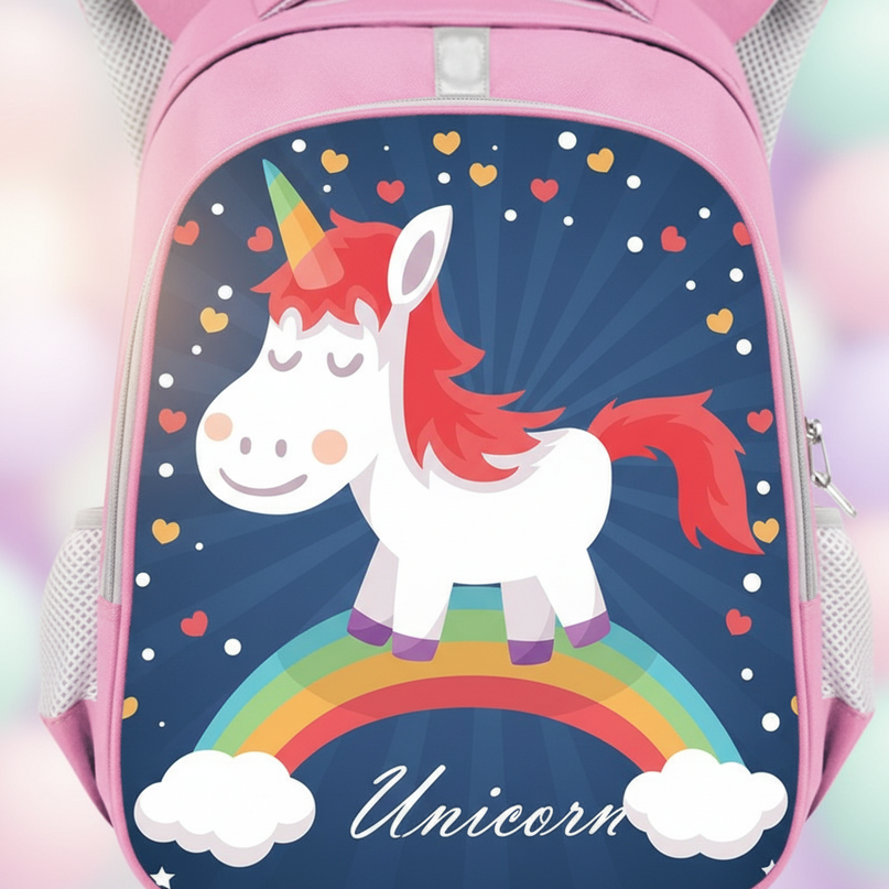 unicorn school backpack for girls large - detail