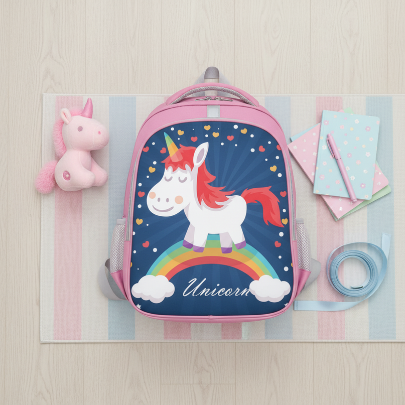 unicorn school backpack for girls large - flat-lay