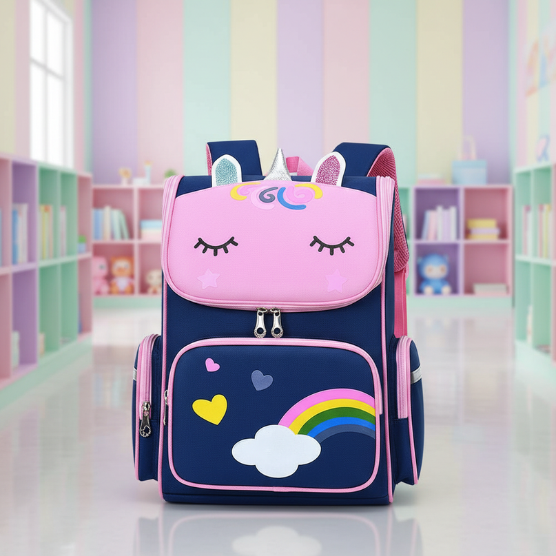 unicorn school backpack navy reflective - lifestyle