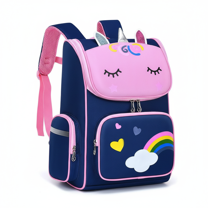 unicorn school backpack navy reflective - white-bg