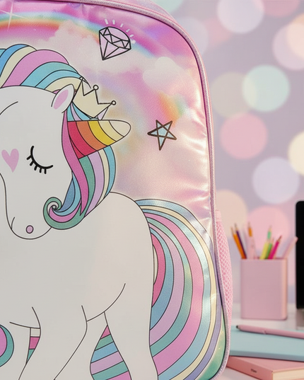 unicorn school backpack set 3 piece - detail