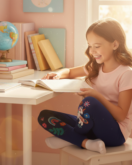 unicorn school leggings - in-use