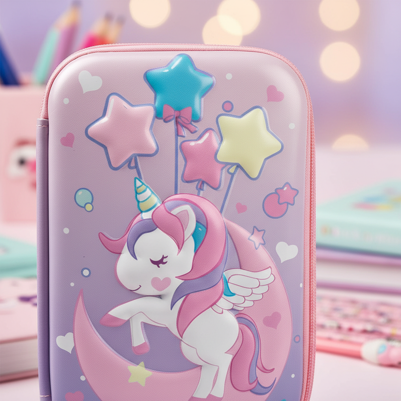 unicorn school pencil case - detail