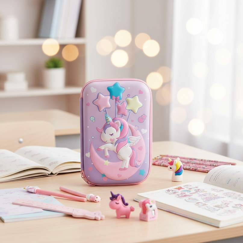 unicorn school pencil case - lifestyle