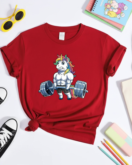 unicorn school shirt - flat-lay