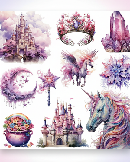 unicorn scrapbook stickers - white-bg