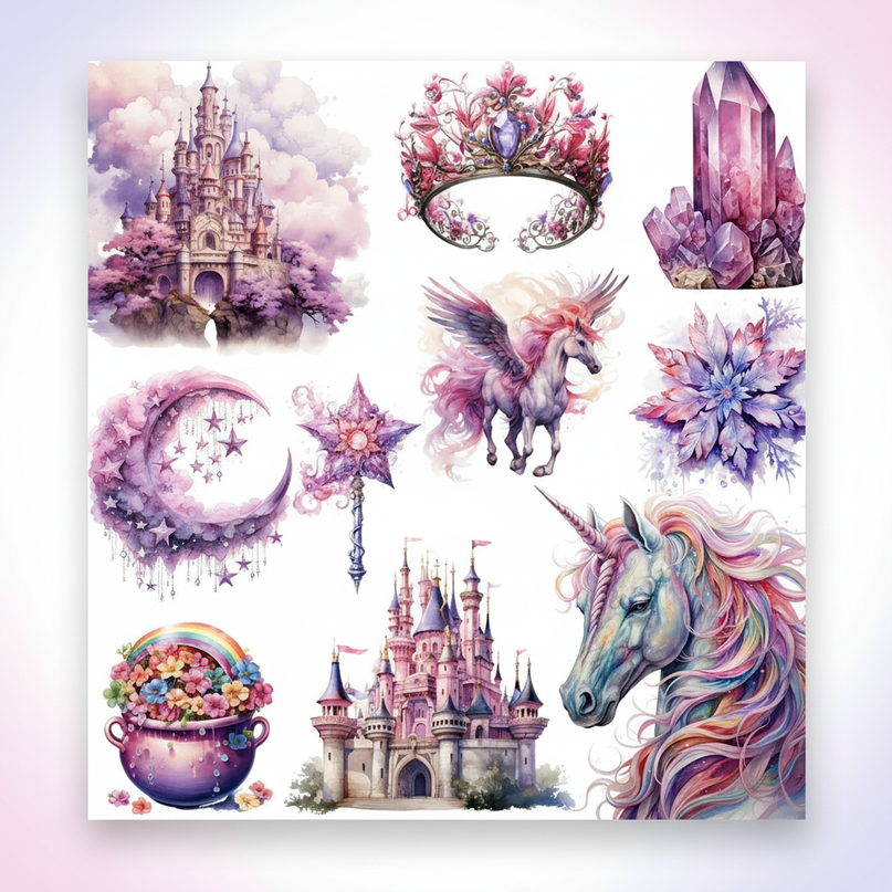 unicorn scrapbook stickers - white-bg
