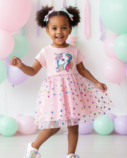 unicorn sequin dress flying sleeve - front