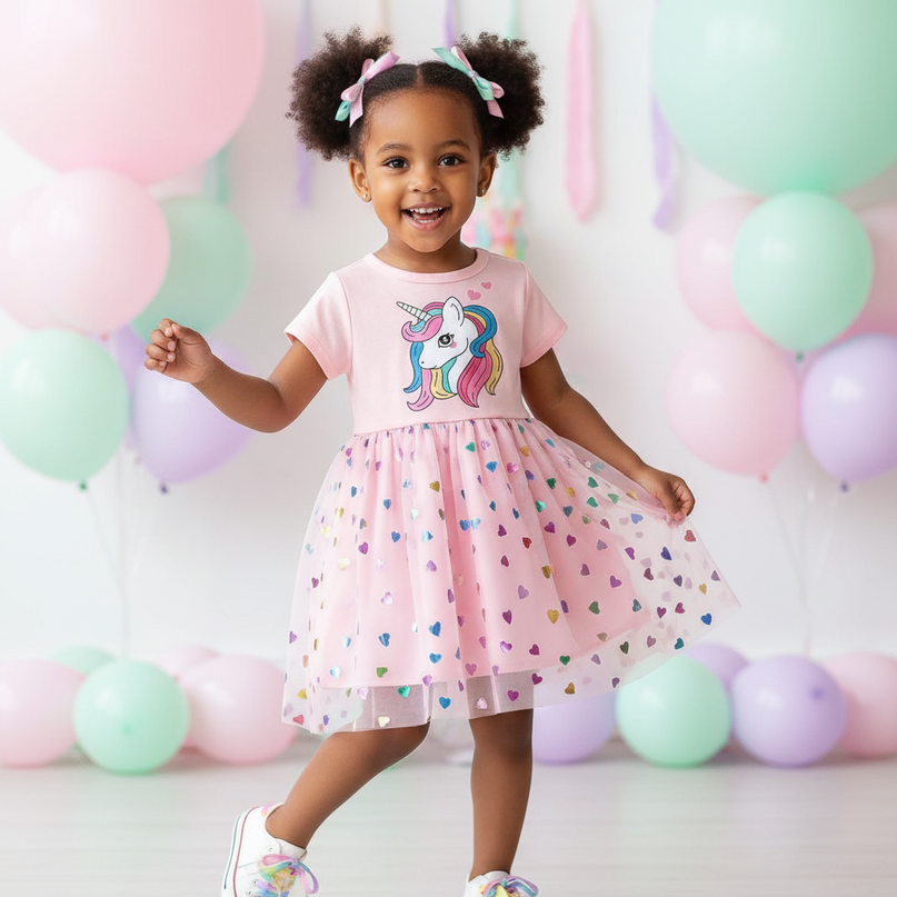 unicorn sequin dress flying sleeve - front