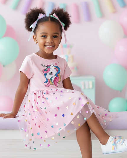 unicorn sequin dress flying sleeve - sitting