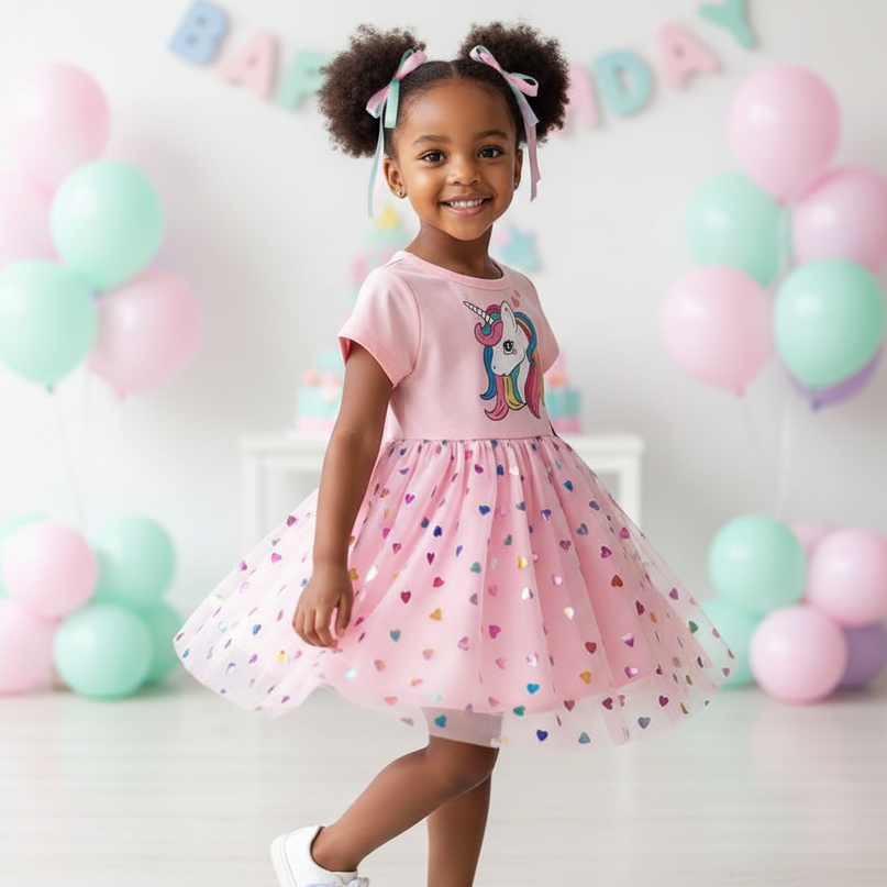 unicorn sequin dress flying sleeve - three-quarter