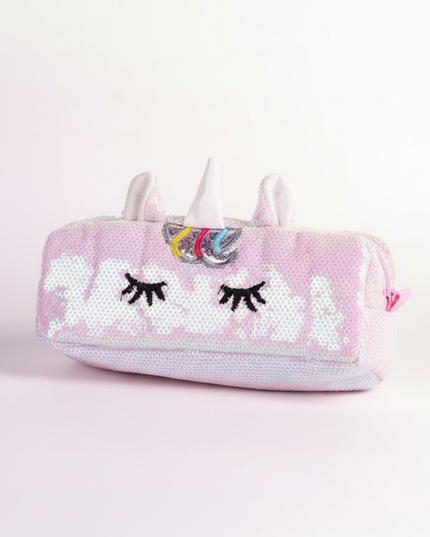 unicorn sequin pencil case - white-bg