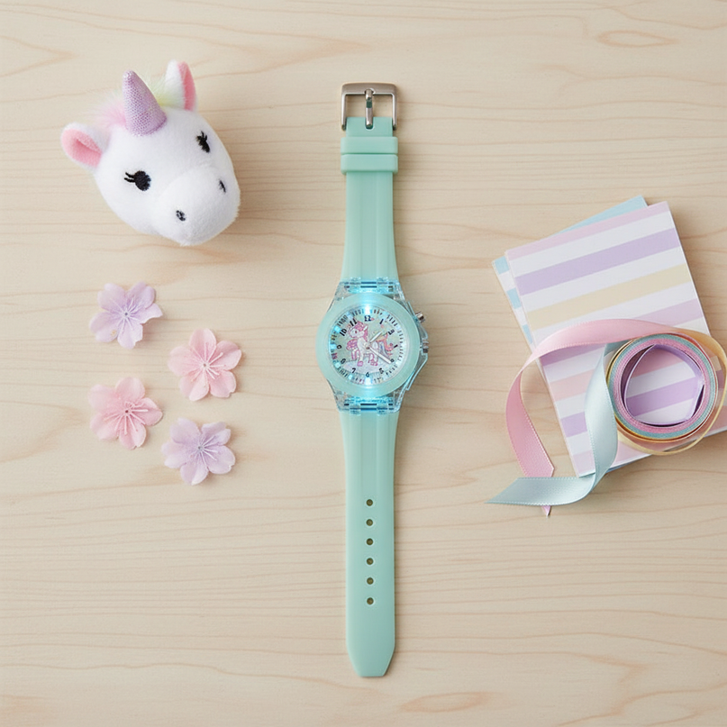 unicorn sequin watch - flat-lay