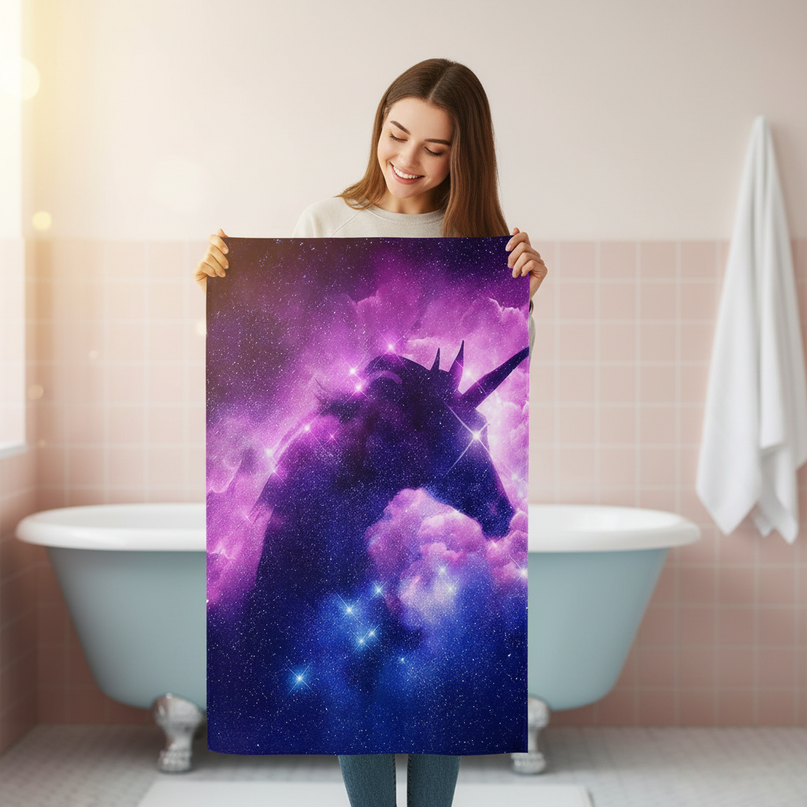 unicorn shadow shower curtain - in-use