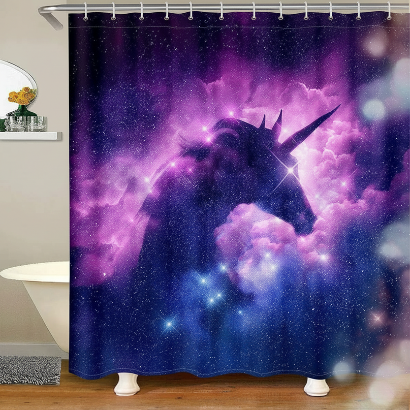 unicorn shadow shower curtain - lifestyle
