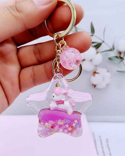 unicorn shaker keychain - in-use