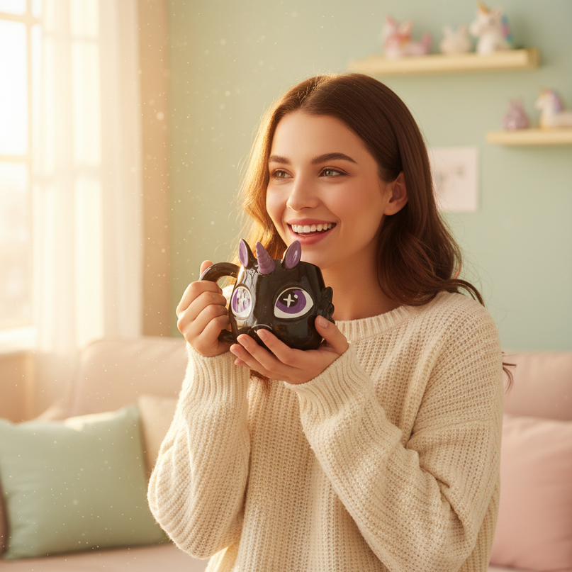 unicorn-shaped-mug - in-use