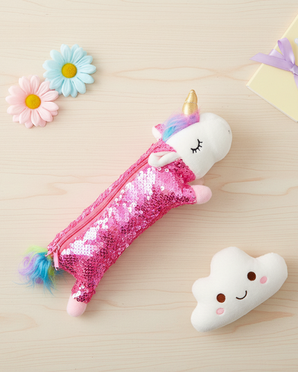unicorn shaped pencil case - flat-lay