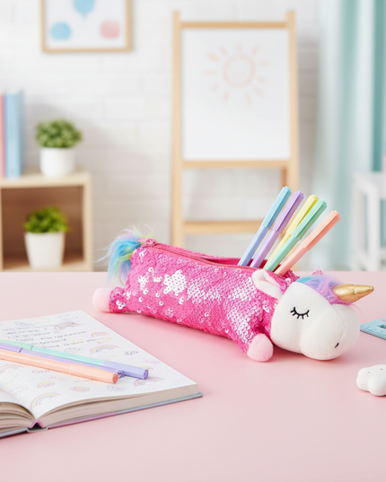 unicorn shaped pencil case - lifestyle