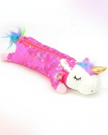 unicorn shaped pencil case - white-bg