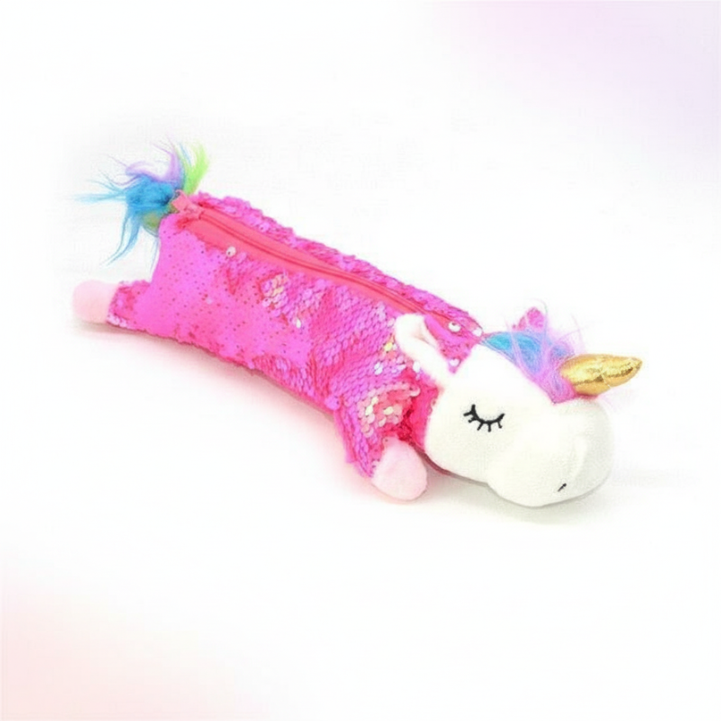 unicorn shaped pencil case - white-bg