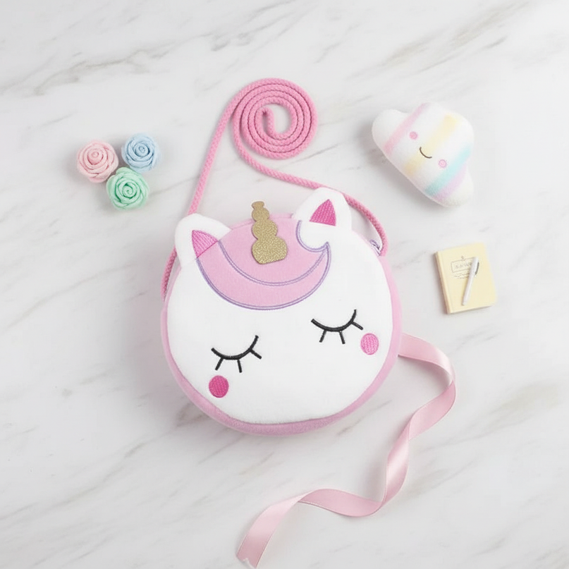 unicorn shaped purse - flat-lay