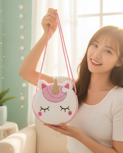 unicorn shaped purse - in-use