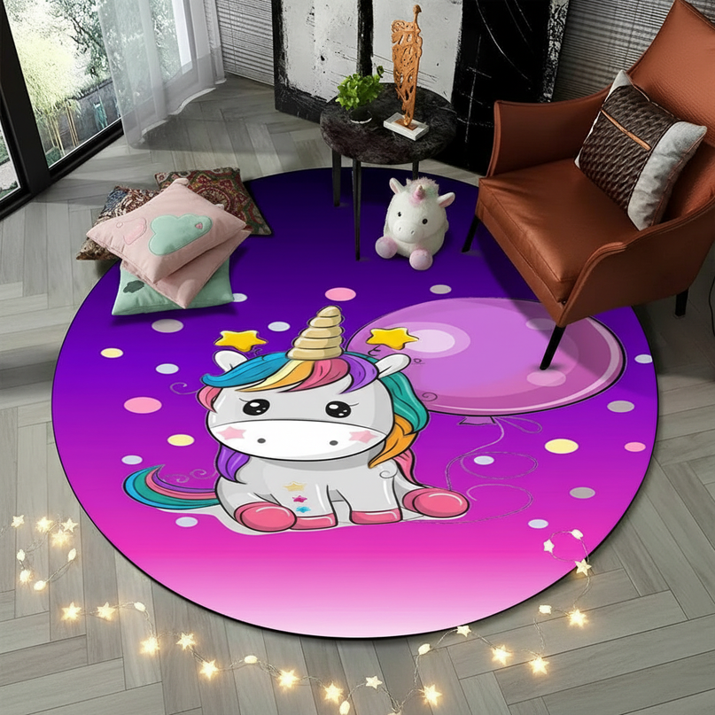 unicorn shaped rug - flat-lay