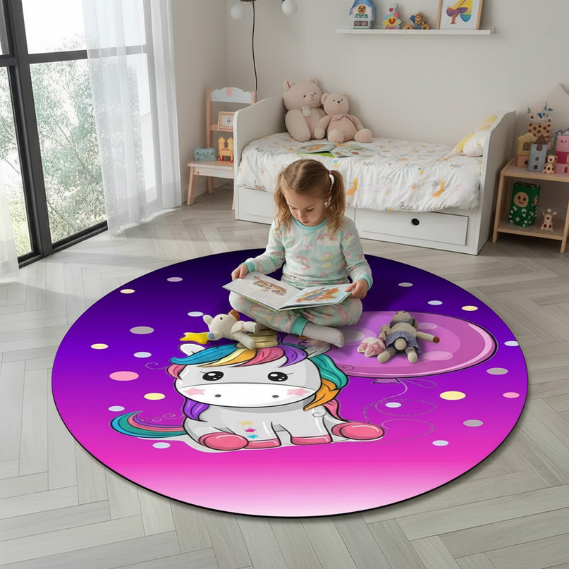 unicorn shaped rug - in-use