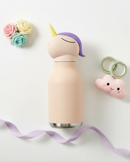 unicorn shaped water bottle - flat-lay