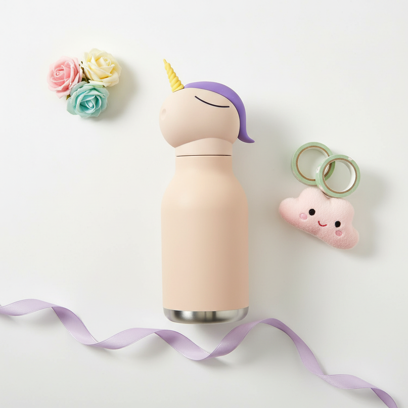 unicorn shaped water bottle - flat-lay