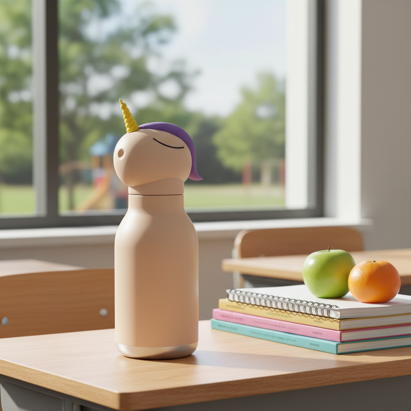 unicorn shaped water bottle - lifestyle