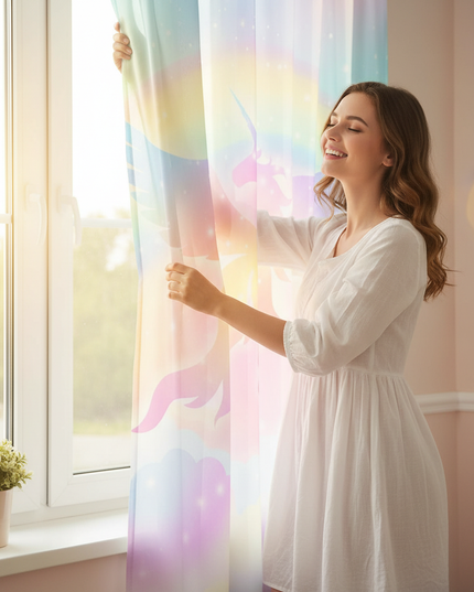 unicorn sheer curtains - in-use